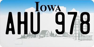 IA license plate AHU978