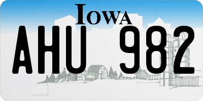 IA license plate AHU982