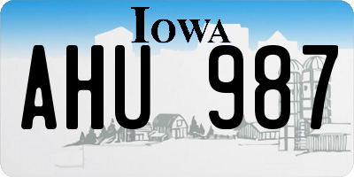 IA license plate AHU987