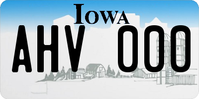 IA license plate AHV000