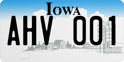 IA license plate AHV001