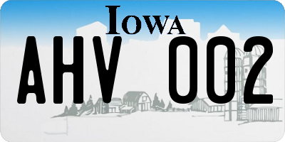 IA license plate AHV002