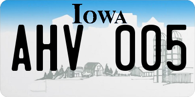 IA license plate AHV005
