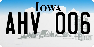 IA license plate AHV006