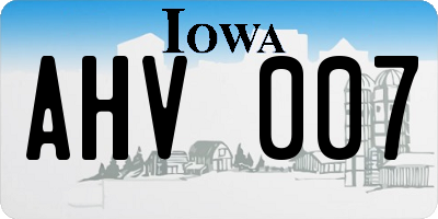 IA license plate AHV007