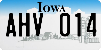 IA license plate AHV014