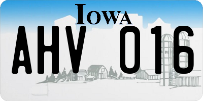 IA license plate AHV016
