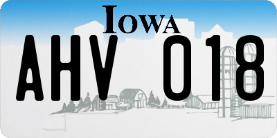 IA license plate AHV018