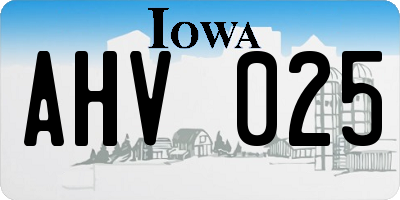 IA license plate AHV025