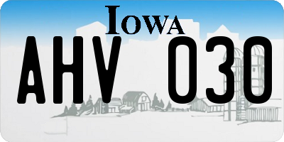 IA license plate AHV030