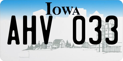 IA license plate AHV033