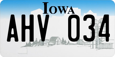 IA license plate AHV034