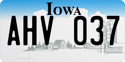 IA license plate AHV037