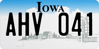IA license plate AHV041