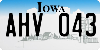 IA license plate AHV043