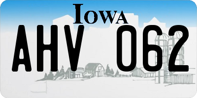 IA license plate AHV062
