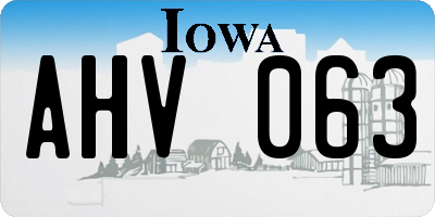 IA license plate AHV063
