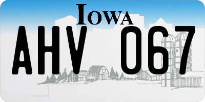 IA license plate AHV067