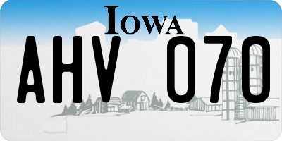 IA license plate AHV070