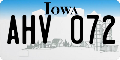 IA license plate AHV072