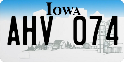 IA license plate AHV074