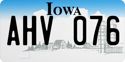 IA license plate AHV076