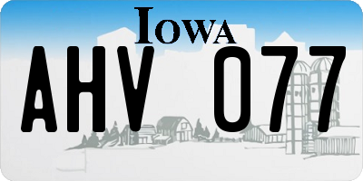 IA license plate AHV077