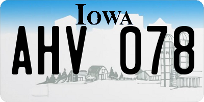 IA license plate AHV078