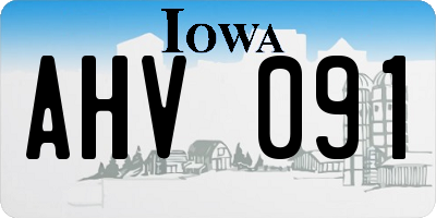 IA license plate AHV091