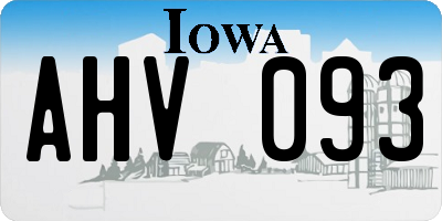 IA license plate AHV093