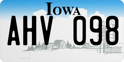 IA license plate AHV098