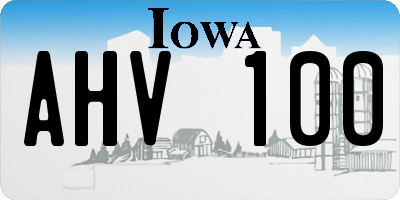 IA license plate AHV100
