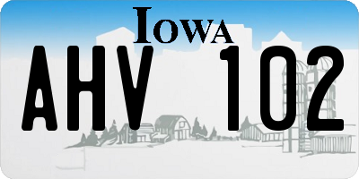 IA license plate AHV102