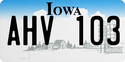 IA license plate AHV103