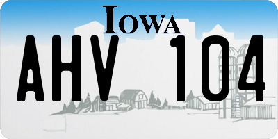 IA license plate AHV104