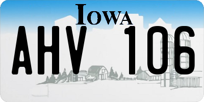 IA license plate AHV106