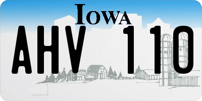 IA license plate AHV110