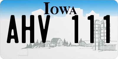 IA license plate AHV111