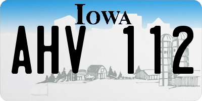 IA license plate AHV112