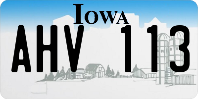 IA license plate AHV113