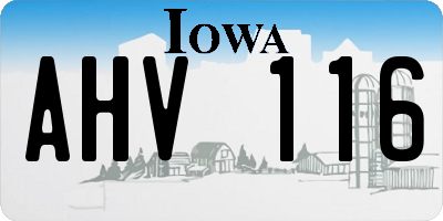 IA license plate AHV116