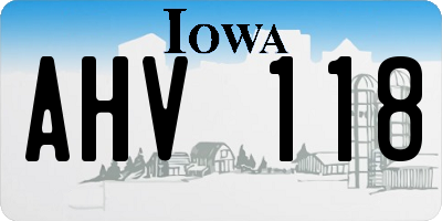 IA license plate AHV118