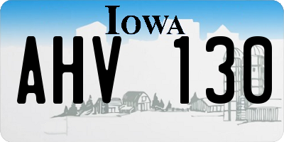 IA license plate AHV130
