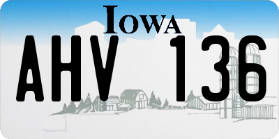 IA license plate AHV136