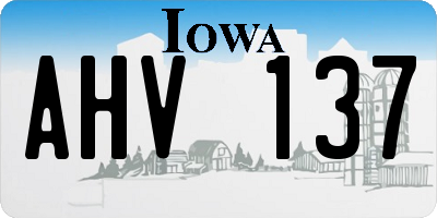 IA license plate AHV137