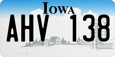 IA license plate AHV138