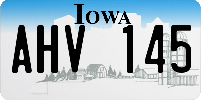IA license plate AHV145