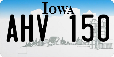 IA license plate AHV150