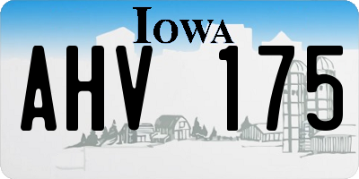IA license plate AHV175