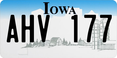 IA license plate AHV177